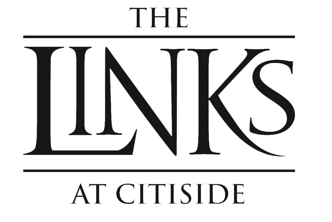 The image shows a logo with the text "THE LINKS AT CITISIDE" in a stylized font.